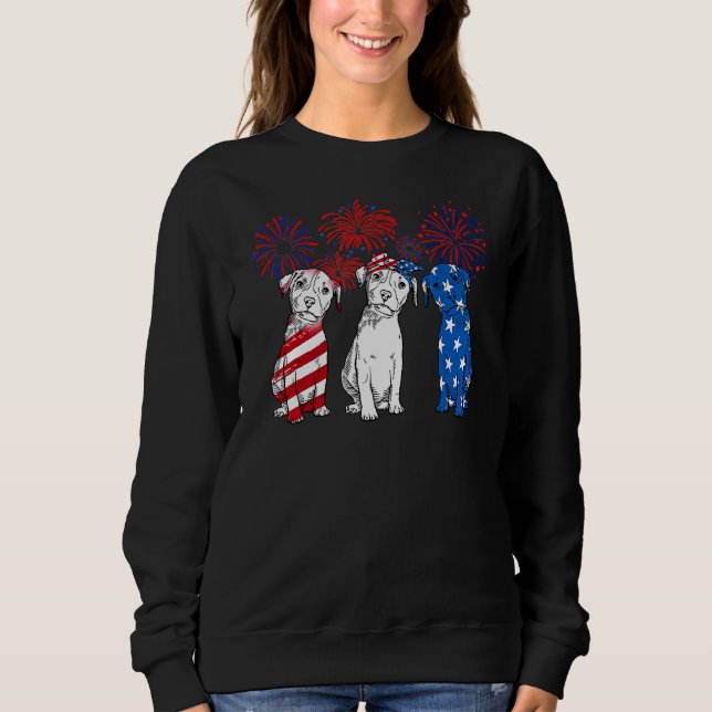 Sudadera Pitbull Terrier Firework Uu Flag Cute Puppy 4O (Anverso)