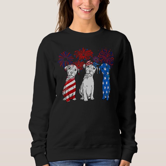 Sudadera Pitbull Terrier Firework Uu Flag Cute Puppy 4O (Anverso)