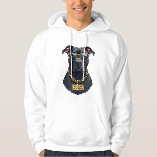Sudadera Pitbull Vintage Genial con Gafas de Sol y Cadena d