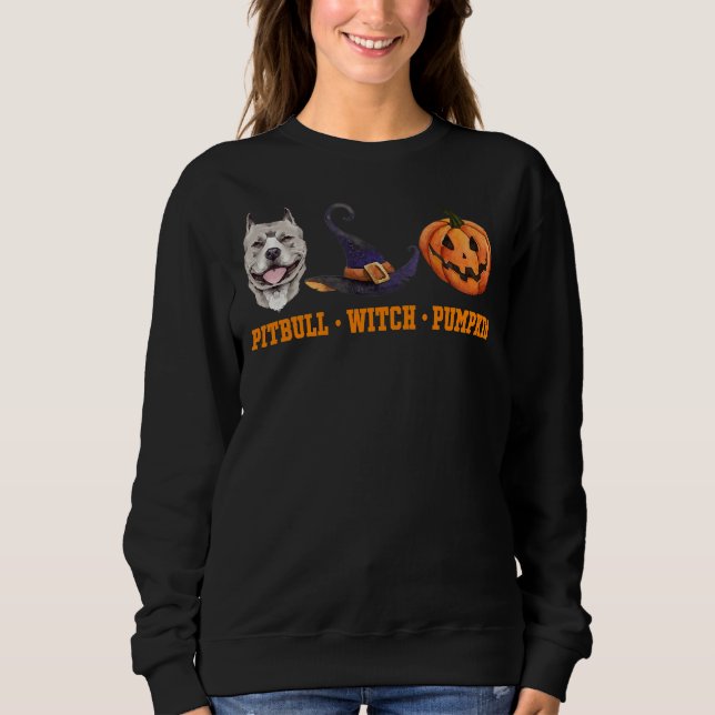 Sudadera Pitbull Witch Pumpkin Halloween Classic (Anverso)