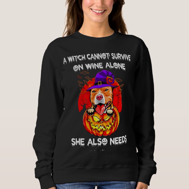 Sudadera Pitbull Witch Pumpkin Halloween Classic (Anverso)