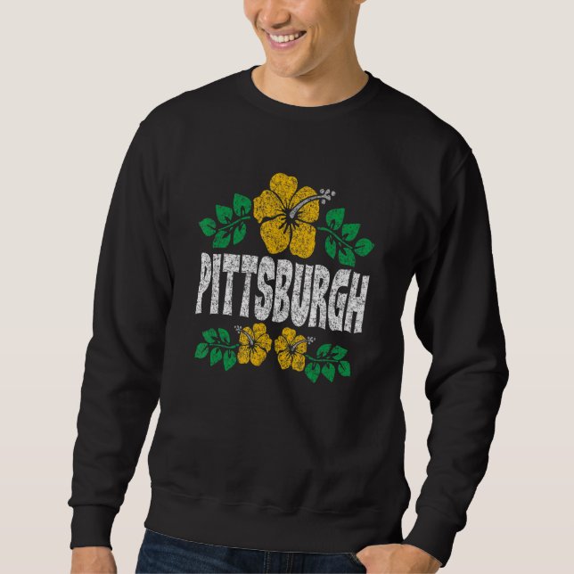 Sudadera Pittsburgh Flowers Distressed Color Print (Anverso)