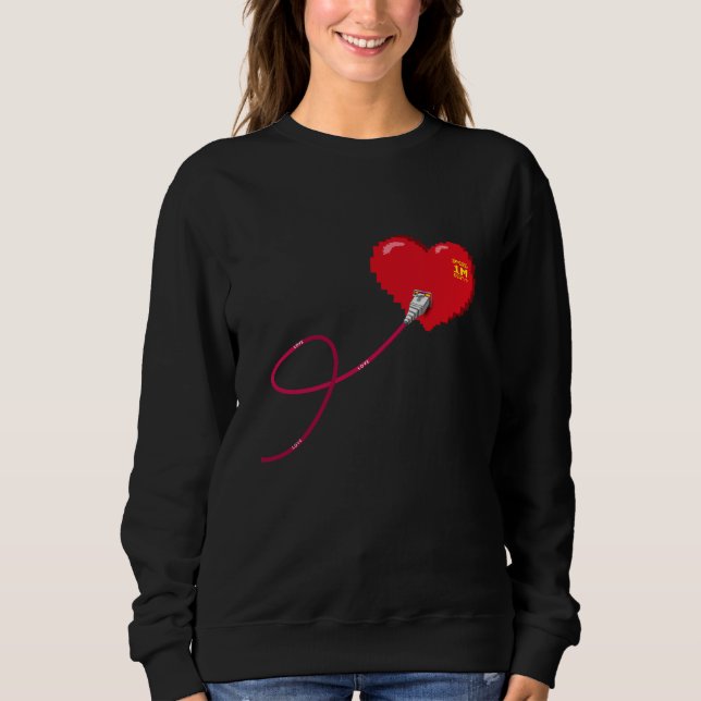Sudadera Pixel Corazones conectados Traje de pareja coincid (Anverso)