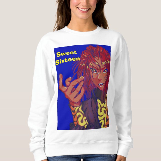 Sudadera Pixel girl, sweet sixteen, happy Birthday! (Anverso)