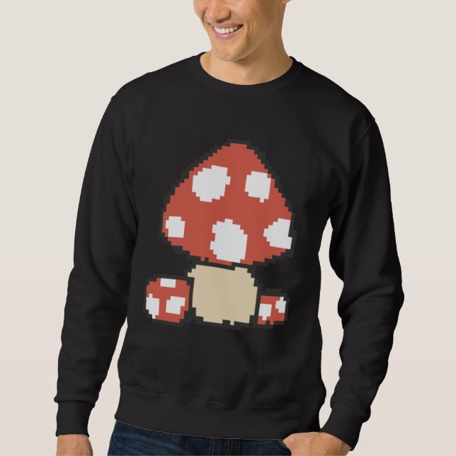 Sudadera Pixel Mushroom 8 Bit Retro Gaming Fly Agaric Gamer (Anverso)