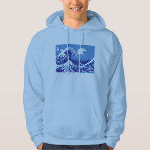 Sudadera Pixel Tsunami Blue 8 bit Pixel Art