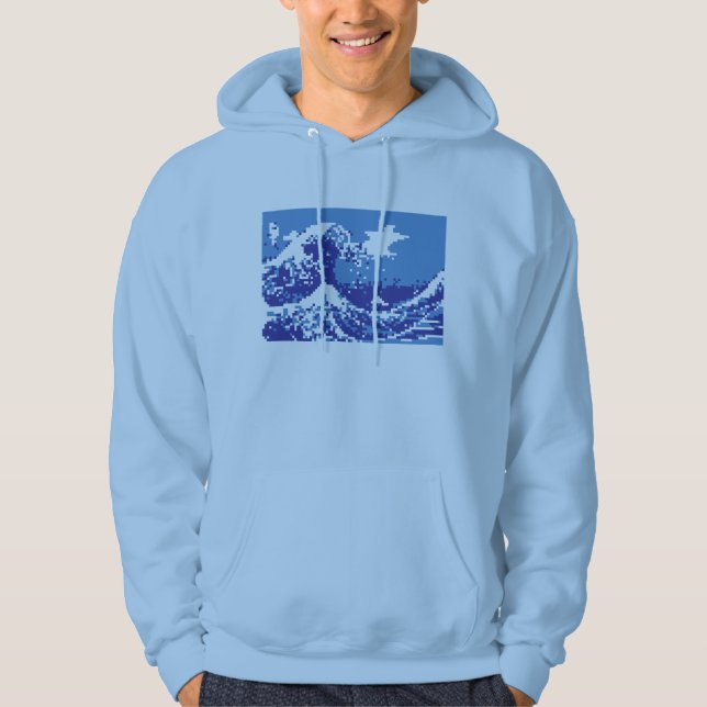 Sudadera Pixel Tsunami Blue 8 bit Pixel Art (Anverso)