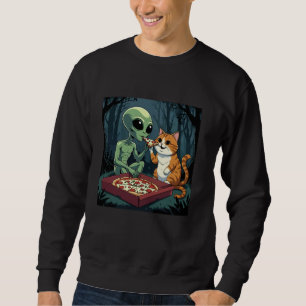 Sudadera Pizza Alienígena Y Gato