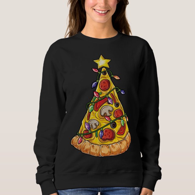 Sudadera Pizza Árbol de Navidad enciende Navidad Crustmas P (Anverso)