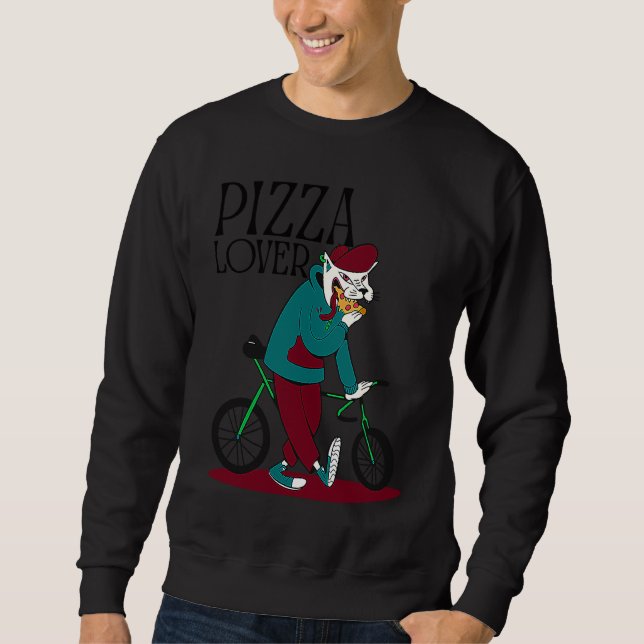 Sudadera pizza  bike cat eating bicycle (Anverso)