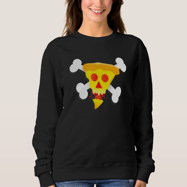 Sudadera Pizza, Cheese, Skull, Pepperoni, Food, Bones, Pira (Anverso)