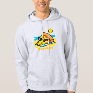 Sudadera Pizza con gafas de sol relajándose en la playa