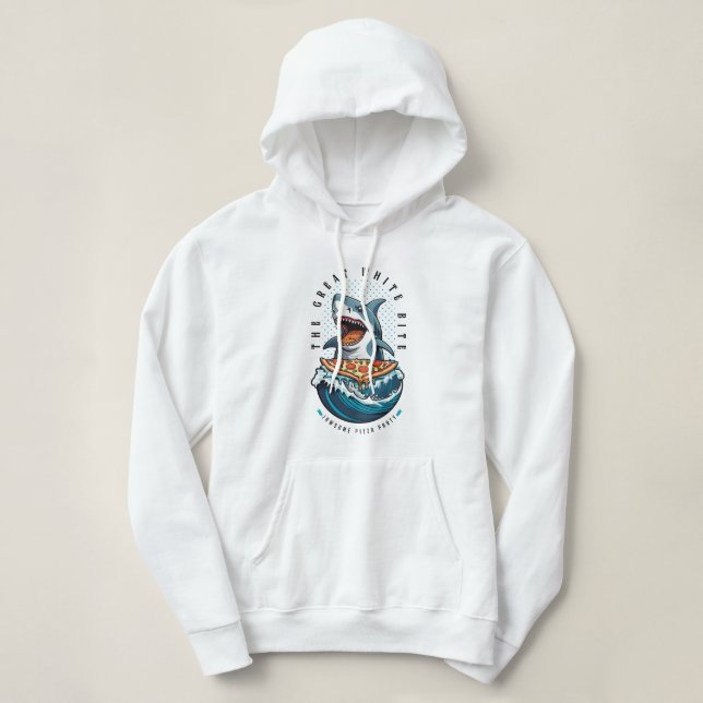 Sudadera Pizza de Comer Tiburón | El gran jawsome blanco (Diseño del anverso)
