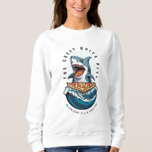 Sudadera Pizza de Comer Tiburón El gran jawsome blanco