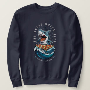 Sudadera Pizza de Comer Tiburón   El gran jawsome blanco