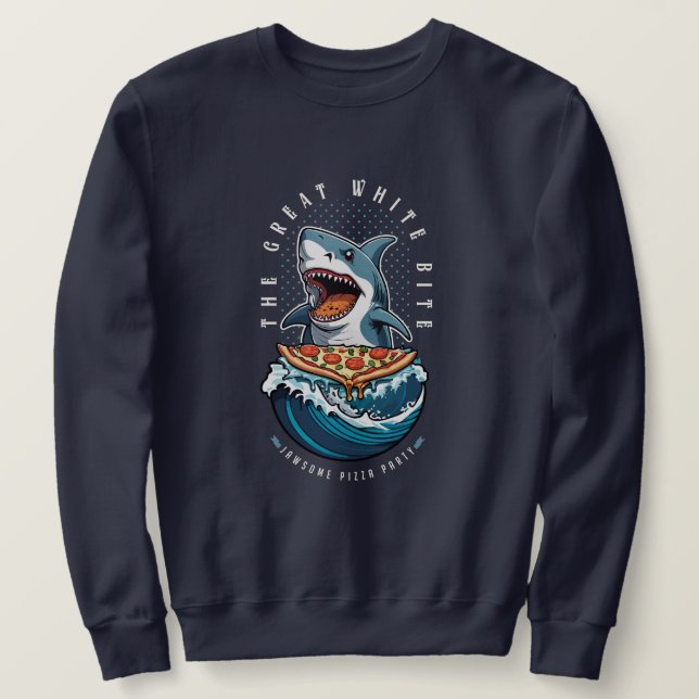 Sudadera Pizza de Comer Tiburón | El gran jawsome blanco (Anverso del diseño)