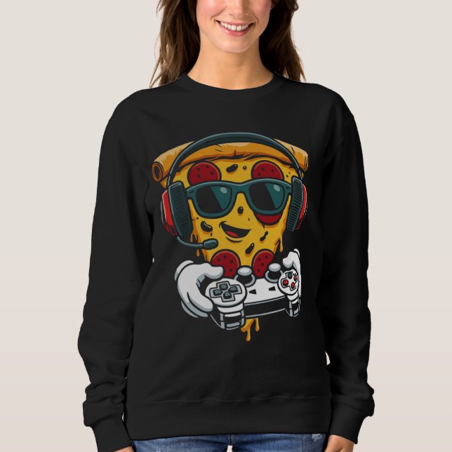 Sudadera Pizza de videojuegos divertida Camiseta de comida  (Anverso)