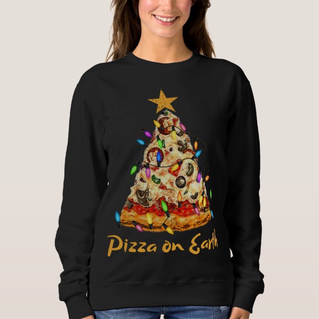 Sudadera Pizza divertida en el árbol de Navidad de Earth Sl (Anverso)