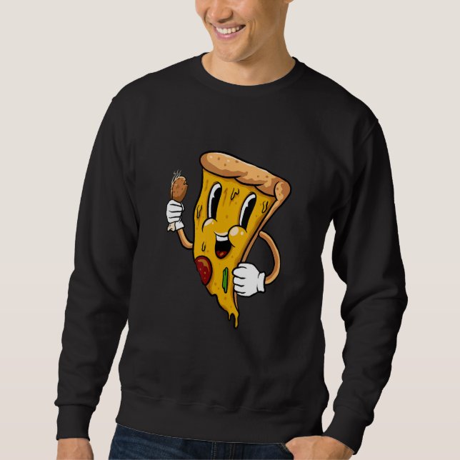 Sudadera Pizza Eating Turkey Leg Thanksgiving Day  Food Foo (Anverso)