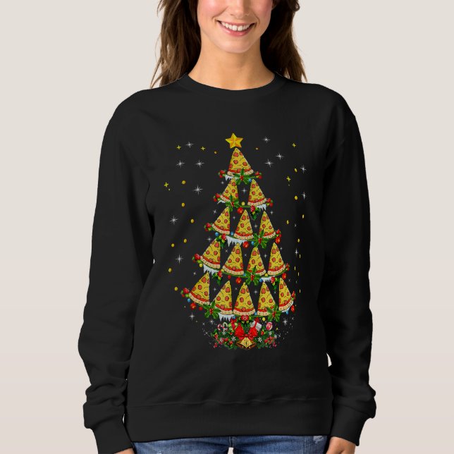 Sudadera Pizza Fast Food  Xmas  Pizza Christmas Tree Lights (Anverso)