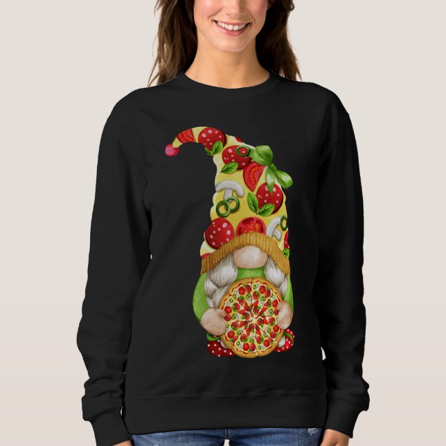 Sudadera Pizza Gnome Cute Pizza Pattern Funny Gnomie (Anverso)