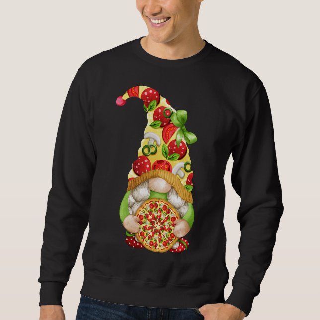 Sudadera Pizza Gnome Cute Pizza Pattern Funny Gnomie (Anverso)