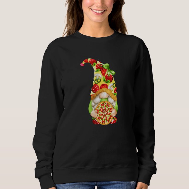 Sudadera Pizza  Gnomie With Cute Pizza Pattern And Gnome (Anverso)