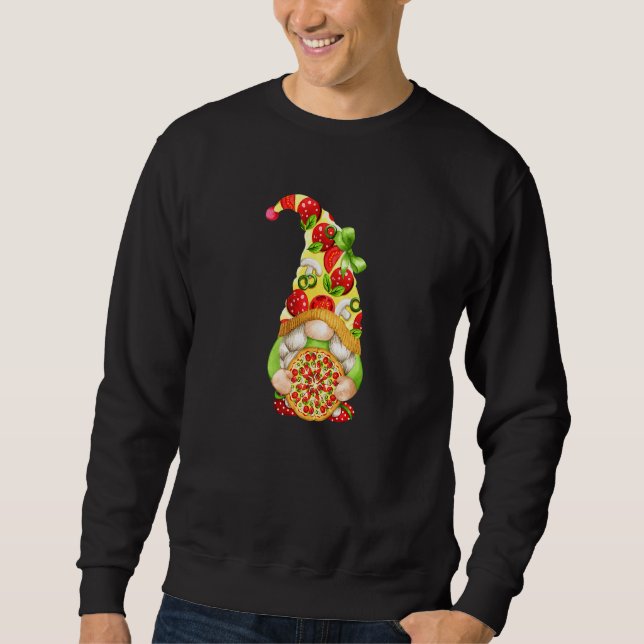 Sudadera Pizza  Gnomie With Cute Pizza Pattern And Gnome (Anverso)