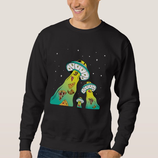Sudadera Pizza OVNI Alien Extraterrestre Comiendo Pizza (Anverso)