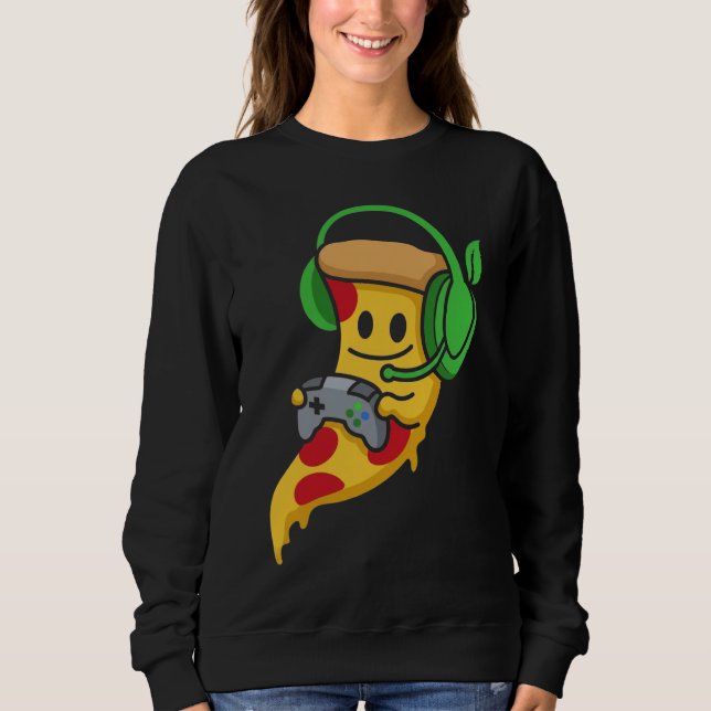 Sudadera Pizza para Jugadores Videojuegos Divertida Comida  (Anverso)