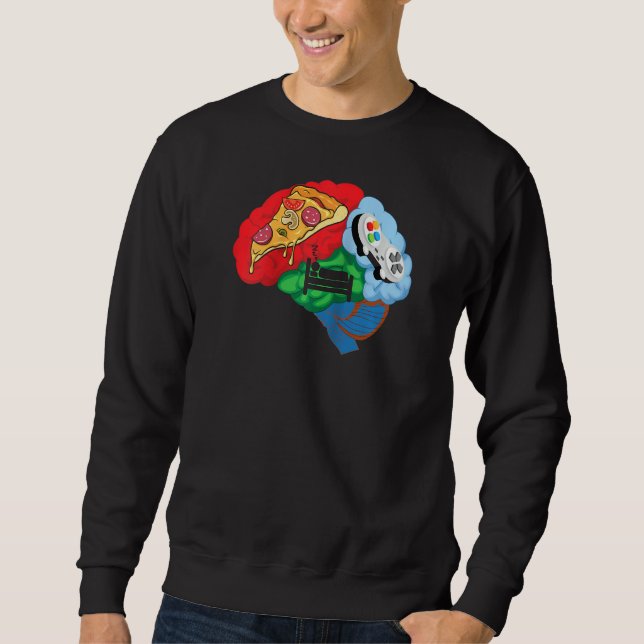 Sudadera Pizza Sleep Y Gamer Brain T Shirt Video Game Lov (Anverso)