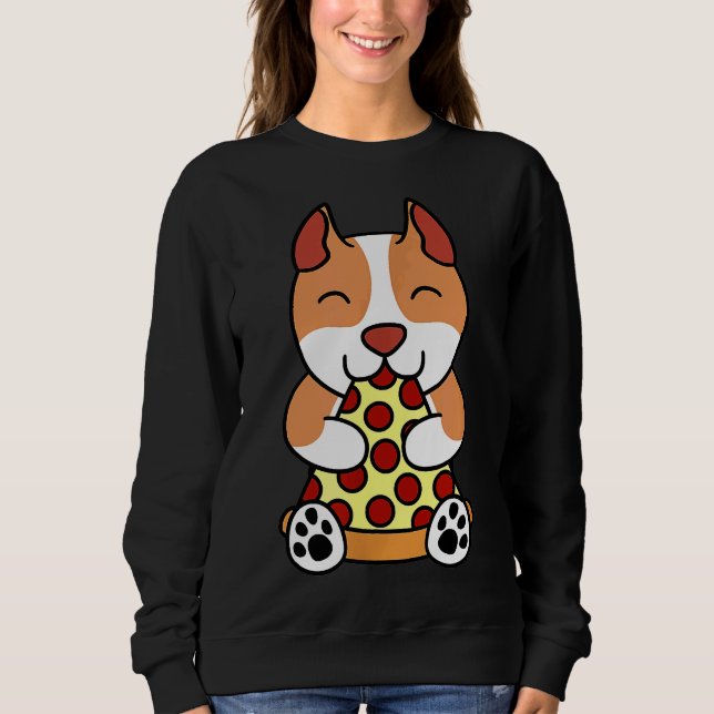 Sudadera Pizza Y Pitbull Divertido Perro Pitbull (Anverso)