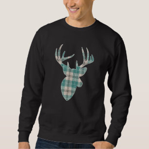 Sudadera Plaid Buffalo Emerald Tan Plaid Deer Head Christma