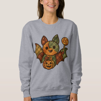 Sudadera Plaid Patchwork Bat Sweatshirt | Cute Halloween