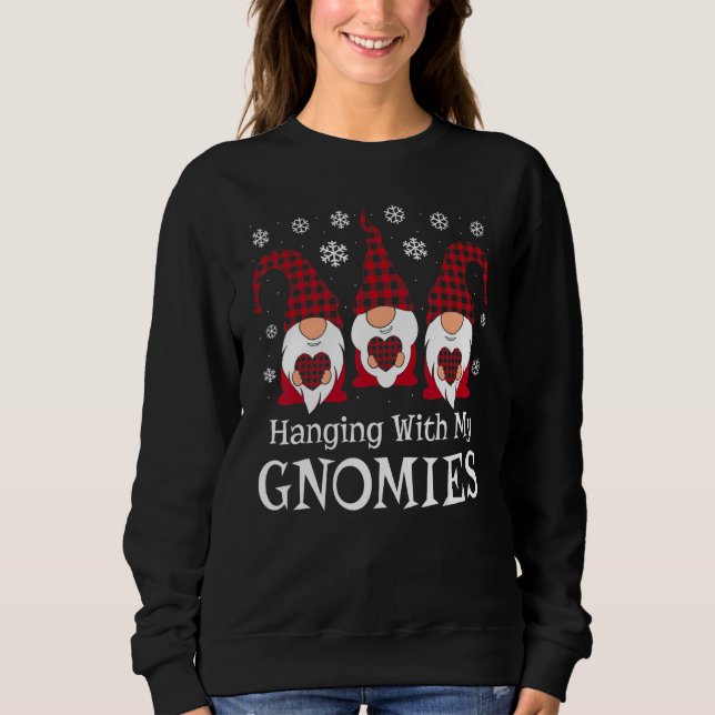 Sudadera Plaid Print Garden Gnomes Christmas Day (Anverso)