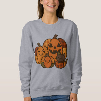 Sudadera Plaid Pumpkin Patch with Cat Sweatshirt | Cute