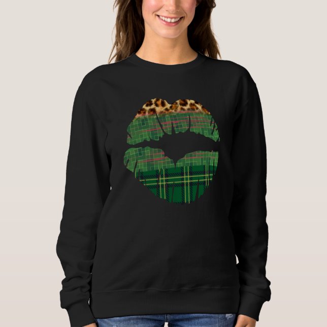 Sudadera Plaid Shamrock Kiss Me For Luck St Patrick's Day (Anverso)