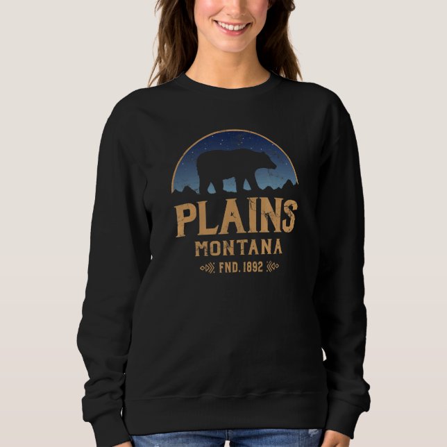 Sudadera Plains Montana MT Big Sky Country Bear & Mountains (Anverso)