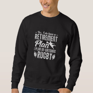 Sudadera Plan de jubilación de jugador de rugby viendo rugb