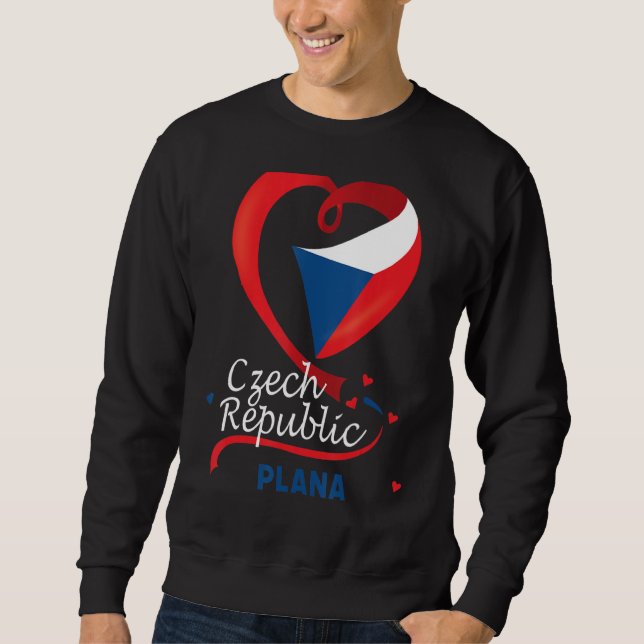 Sudadera Plana República Checa Bandera Del Corazón Cubierta (Anverso)