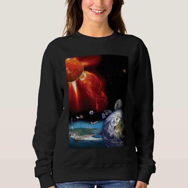 Sudadera Plane  Planet  Outer Space Solar System (Anverso)