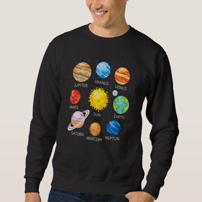 Sudadera Planetas del Sistema Solar Ciencia Espacio Galaxia (Anverso)