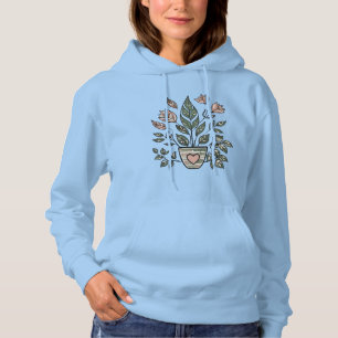 Sudadera Planta de ojo de hoja de corazón en maceta