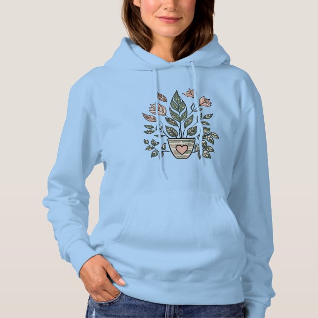 Sudadera Planta de ojo de hoja de corazón en maceta (Anverso)