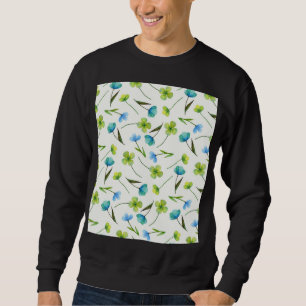 Sudadera Plantas acuarelas: Patrón floral sin foco.
