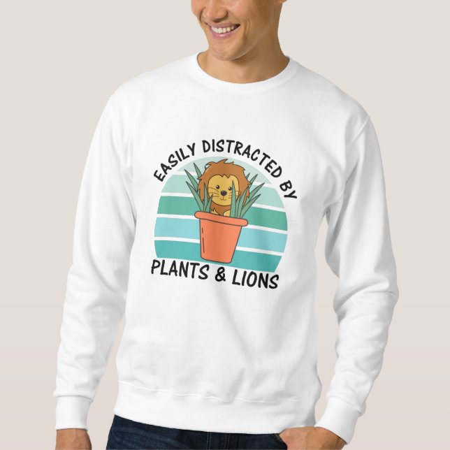 Sudadera Plantas ligeramente distradas León Animales dulces (Anverso)