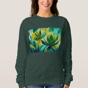 Sudadera Plantas suculentas en verde y amarillo