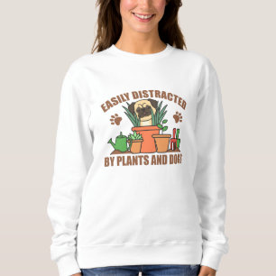 Sudadera Plantas Y Perros Graciosos Pug En La Flor Del Jard