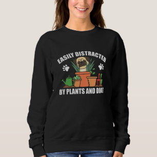 Sudadera Plantas Y Perros Graciosos Pug En La Flor Del Jard