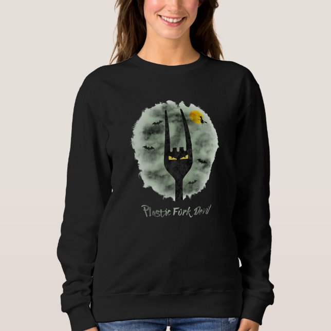 Sudadera Plastic Fork Devil Flying Witch Broomstick Bats Mo (Anverso)